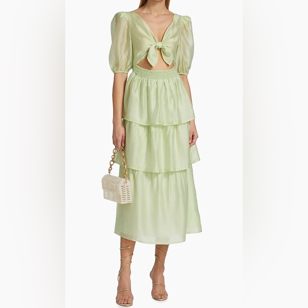 Wayf Tiered Midi Dress Mint Size M - Picture 2 of 14
